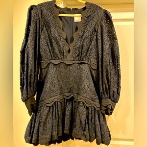 Navy Acler Puff sleeves Dress